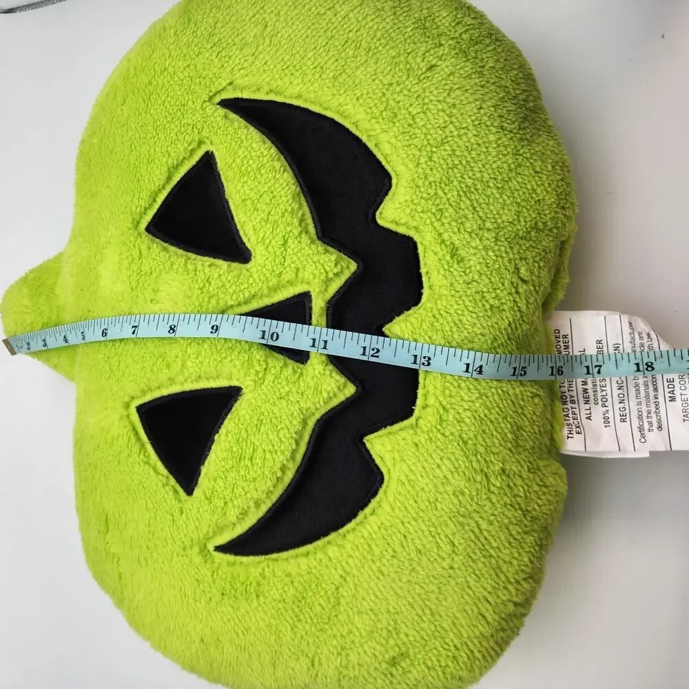 Pumpkin Shaped Pillow Green Faux Shearling Halloween Decor 14x16